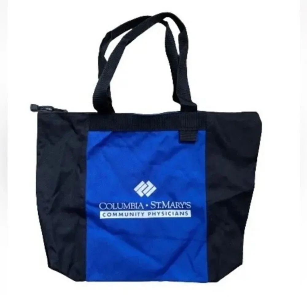 Leeds Vintage( Columbia St.Mary's ) Logo Canvas Blue Tote Bag,Zip,Double Handles